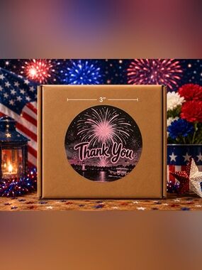 Custom 3” Patriotic Thank You Stickers-100Ct.